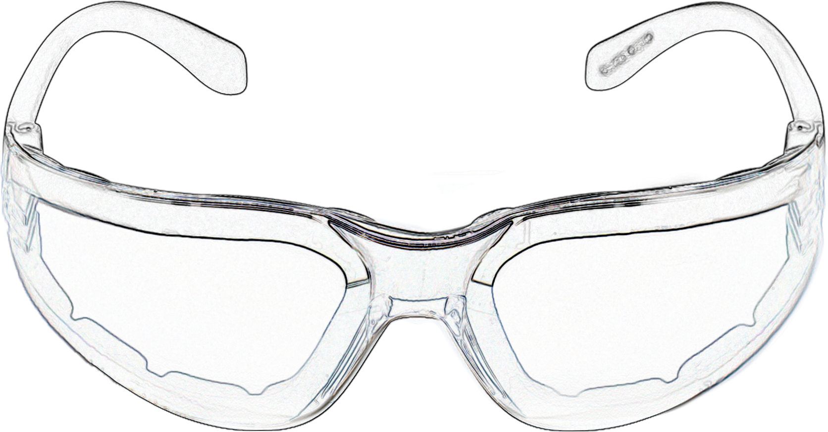 Foam-lined frameless eyewear for particle protection