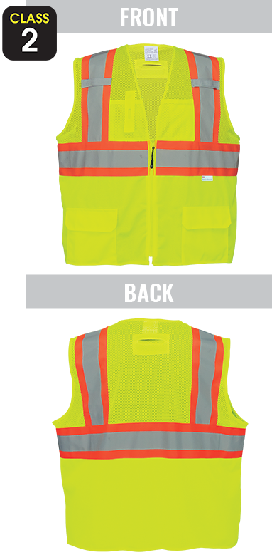 GLO-0037 - FrogWear® HV - High-Visibility Solid and Mesh Polyester Surveyors Safety Vest