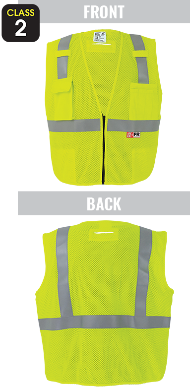 GLO-022FR - FrogWear® HV - Anti-Static Flame-Resistant High-Visibility Yellow/Green Surveyors Vest