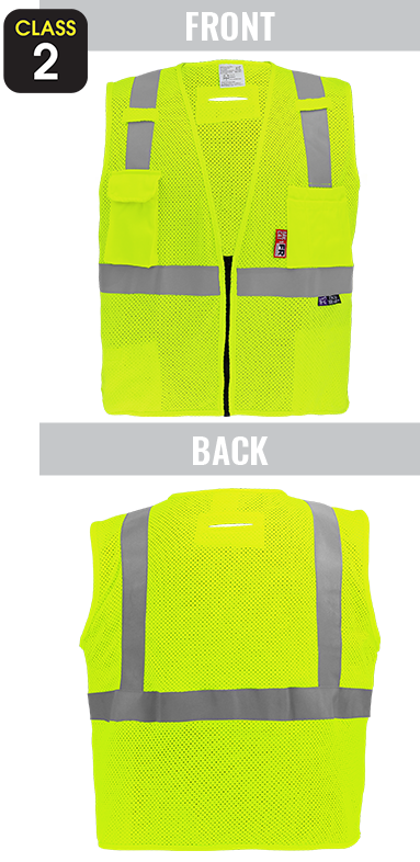 GLO-022FR - FrogWear® HV - Anti-Static Flame-Resistant High-Visibility Yellow/Green Surveyors Vest