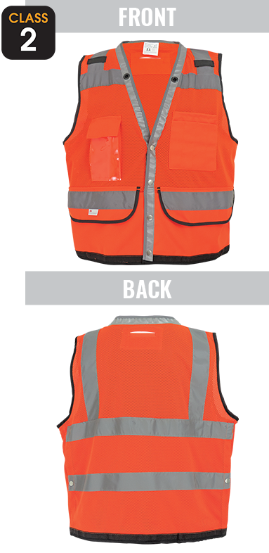 GLO-058 FrogWear® - ANSI class 2 lightweight high-visibility orange mesh polyester surveyor's safety vest