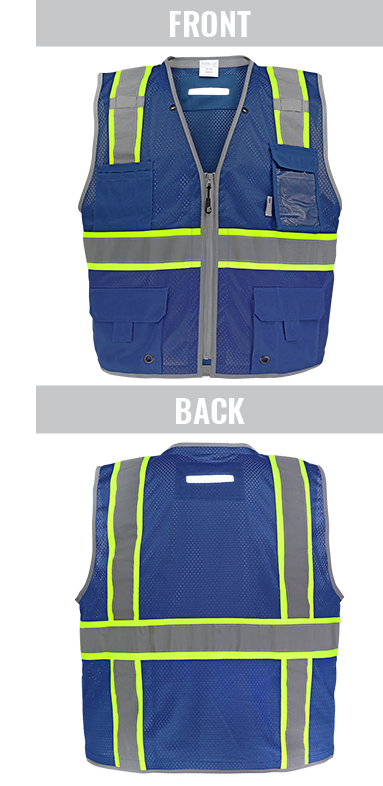 GLO-067B - FrogWear® HV - Blue Enhanced Visibility Surveyors Safety Vest