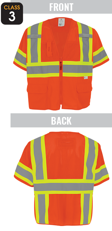 GLO-147 - FrogWear® HV - High-Visibility Mesh/Solid Polyester Surveyors Safety Vest