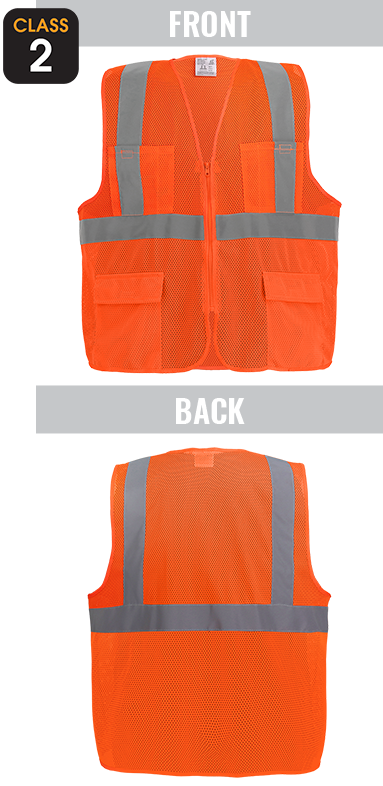 GLO-270 - FrogWear® HV - High-Visibility Orange Lightweight Mesh Safety Vest, Class 2